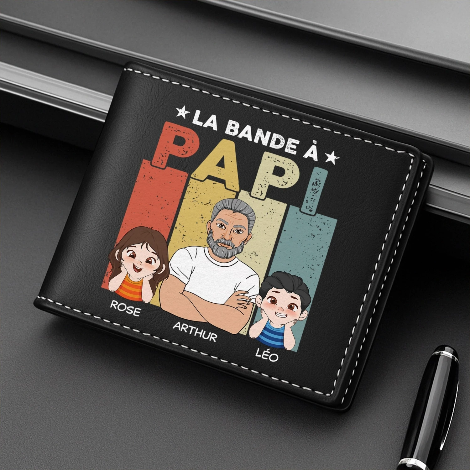 Portefeuille En Cuir Personnalisé Homme - Papa Cool Vintage 4 Portefeuille En Cuir Personnalisé Homme - Papa Cool Vintage – Image 2