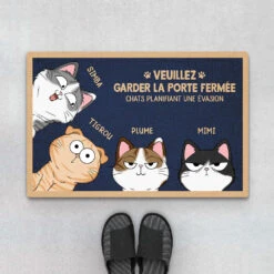 Tapis D’entrée Personnalisée Chat – Plan D’évasion En Cours