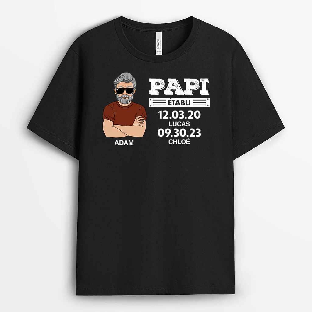 T-shirt Papi Établi Personnalisé 3 T-shirt Papi Établi Personnalisé