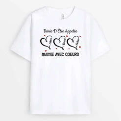T-shirt Bénie D'Être Appelée Mamie Avec Coeurs Personnalisé