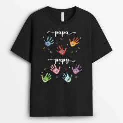 T-shirt Papa/Papy Coeurs Et Mains Personnalisé