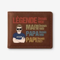 Portefeuille Cuir Personnalisé Pour Papa - Légende Depuis