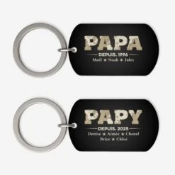 Porte-Clé Aluminium Personnalisé - Papa Papy Depuis - Version Carte