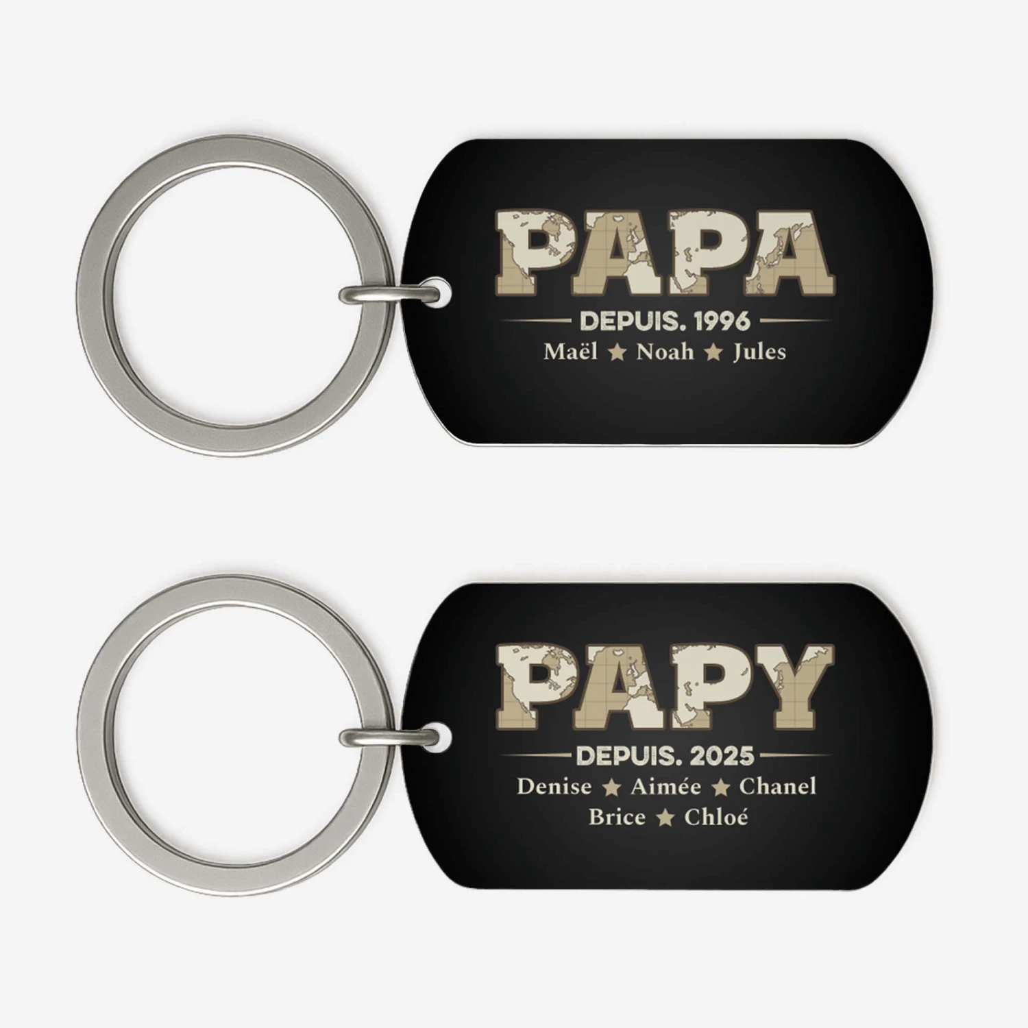 Porte-Clé Aluminium Personnalisé - Papa Papy Depuis - Version Carte 3 Porte-Clé Aluminium Personnalisé - Papa Papy Depuis - Version Carte