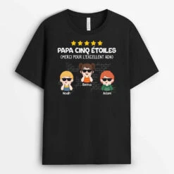 T-shirt Papa/Papy Cinq Étoiles. Merci Pour L'Excellent DNA Personnalisé -Cadeau Plus 2329AFR1 t shirt papa papy cinq etoiles. merci pour lexcellent dna personnalise