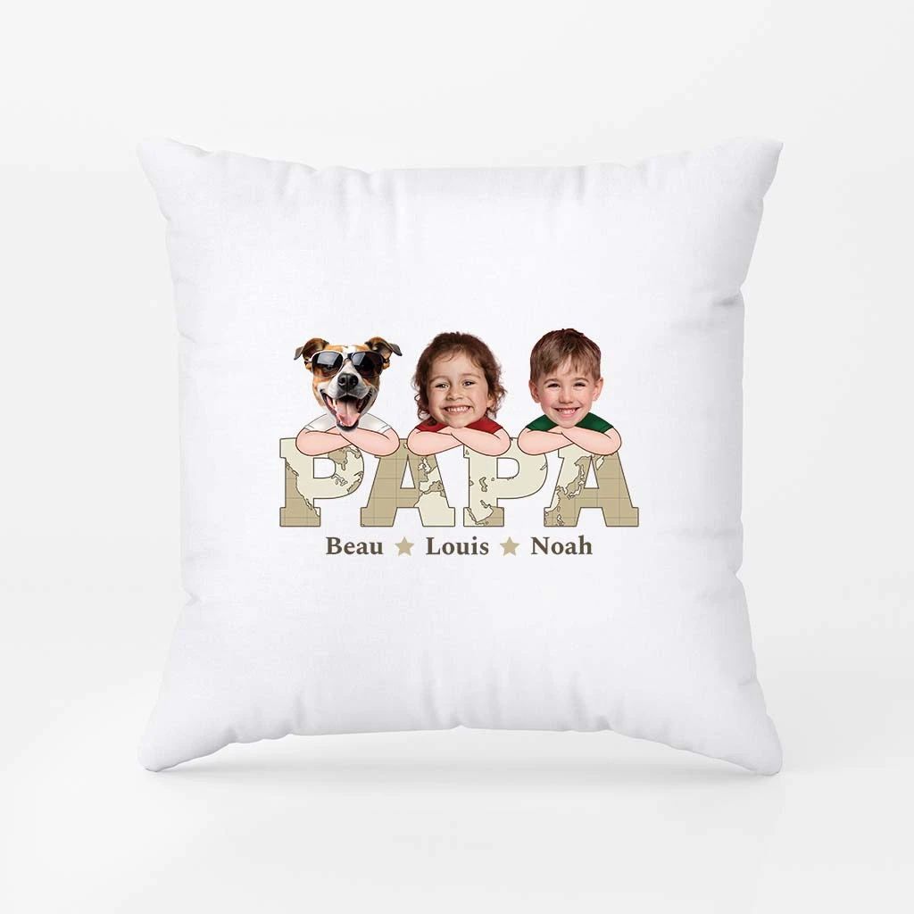Coussin Papa, Ses Enfants Et Ses Animaux Personnalisé - Coussin Personnalisé Photo Chien 4 Coussin Papa, Ses Enfants Et Ses Animaux Personnalisé - Coussin Personnalisé Photo Chien – Image 2