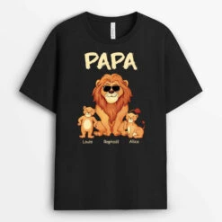 T-shirt Papa/Papy Lion Bande Dessinée Personnalisé -Cadeau Plus 2337AFR1 t shirt papa papy lion bande dessinee personnalise