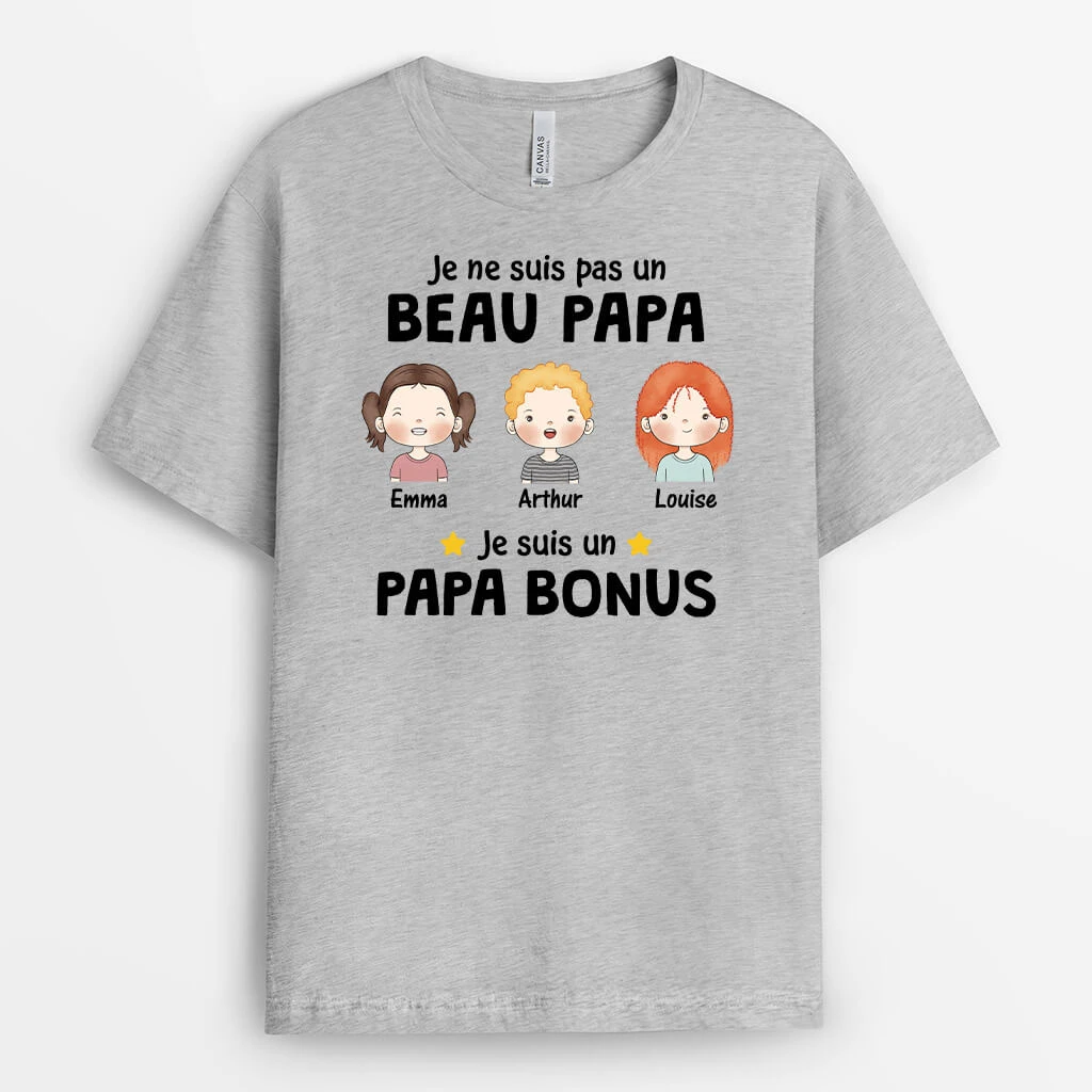 Je Suis Un Papa Bonus - Tee Shirt Beau Papa Personnalisable 4 Je Suis Un Papa Bonus - Tee Shirt Beau Papa Personnalisable – Image 2