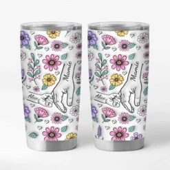 [Effet D'Impression 3D] Mug Isotherme 590ml Personnalisé - Maman Mamie - Fleur Pastel