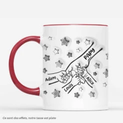 [Effet D'impression 3D] Mug Papa Tenant Les Mains Monochrome Personnalisé