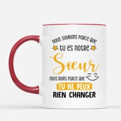 Mug Je Souris Parce Que Tu Es Ma Sœur Personnalisé -Cadeau Plus 2507MFR3 mug je souris parce que tu es ma soeur personnalise