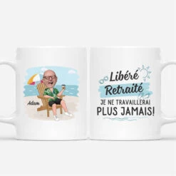 Mug Libéré, Délivré, Retraité Plage Personnalisé