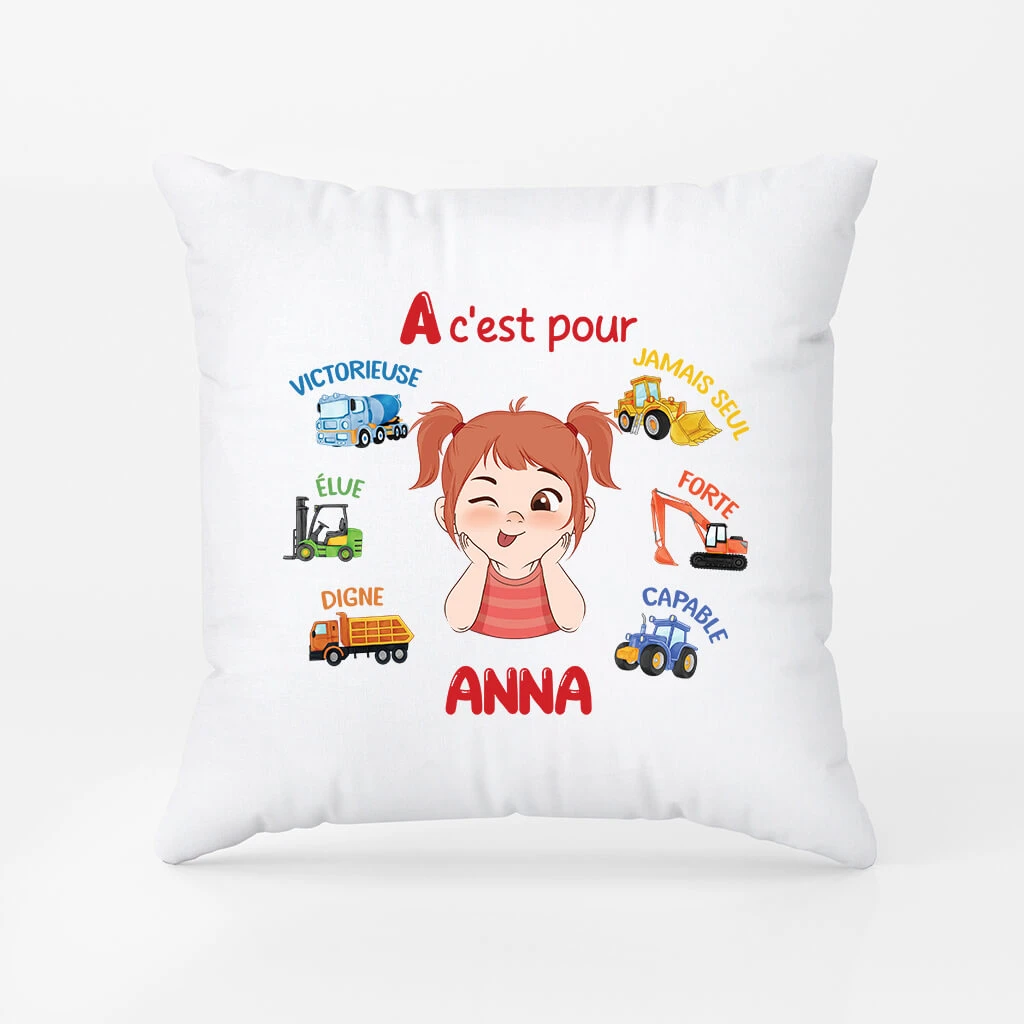 Coussin Enfant Alphabet Avec Véhicules Personnalisé 4 Coussin Enfant Alphabet Avec Véhicules Personnalisé – Image 2