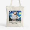 Maman / Papa Chat Version Van Gogh - Tote Bag Personnalisé Avec Chat -Cadeau Plus 2628BFR1 tote bag maman papa chat version van gogh personnalise