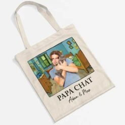 Maman / Papa Chat Version Van Gogh - Tote Bag Personnalisé Avec Chat -Cadeau Plus 2628BFR2 tote bag maman papa chat version van gogh personnalise