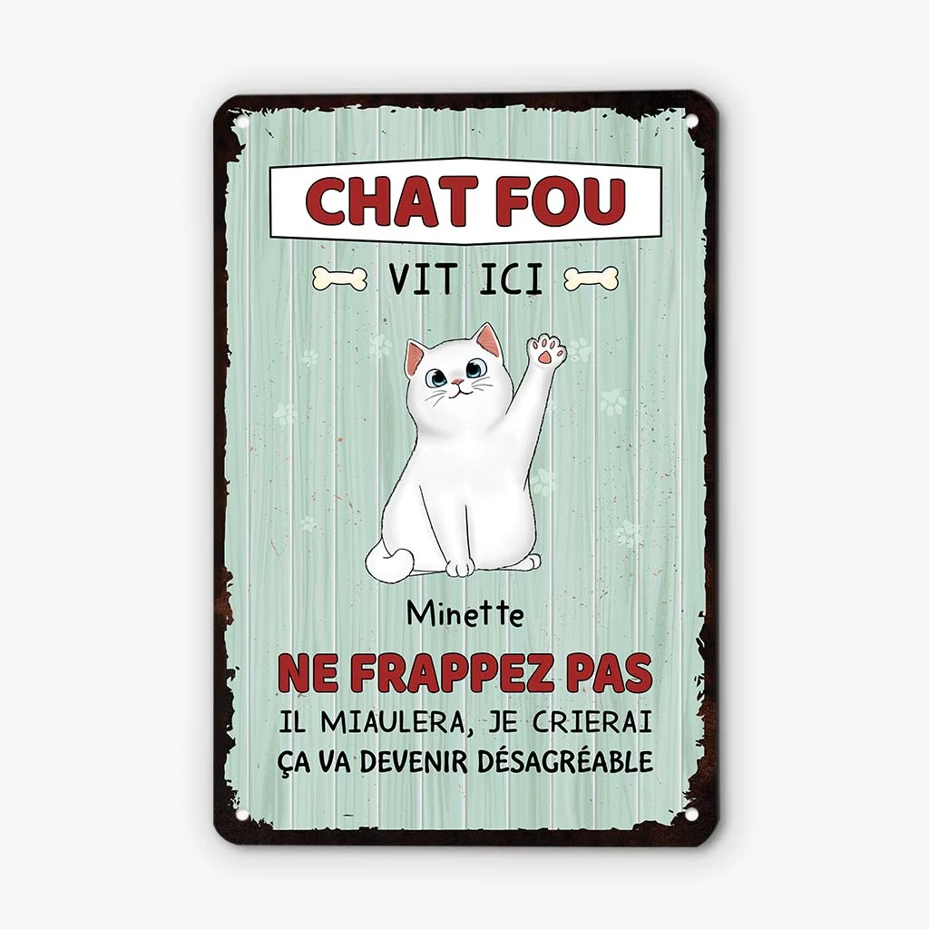 Plaque Personnalisée Chat – Des Chats Fous Vivent Ici 4 Plaque Personnalisée Chat – Des Chats Fous Vivent Ici – Image 2