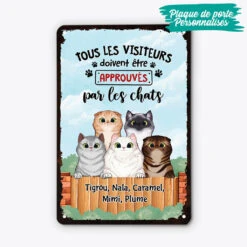 Plaque Personnalisée Pour Maison – Visiteurs Approuvés Par Les Chats 7 Plaque Personnalisée Pour Maison – Visiteurs Approuvés Par Les Chats -Cadeau Plus 2644EFR2 tous les visiteurs doivent etre approuves par les chats plaque maison personnalisee avec chats