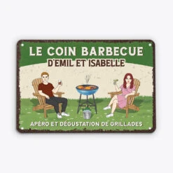 Plaque Personnalisée Barbecue – Le Coin Barbecue Design -Cadeau Plus 2649EFR2 le coin barbecue de plaque pour maison exterieur