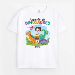 Experte En Dinosaures - T-shirt Enfant Fille Personnalisé
