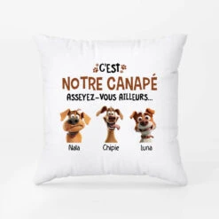 C'est Notre Canapé. Asseyez-Vous Ailleurs Version Chiens Rigolos - Coussin Chien Personnalisé