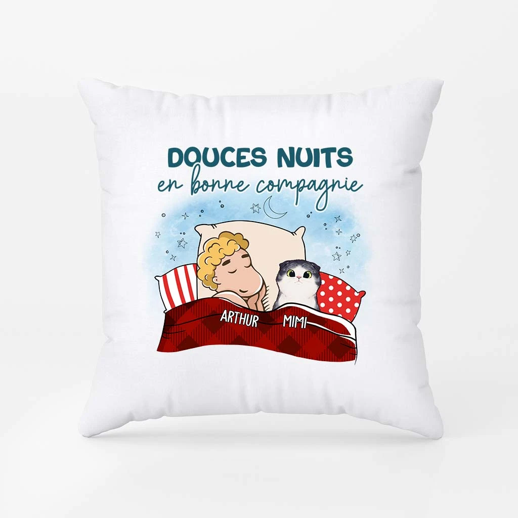 Douces Nuits En Bonne Compagnie Avec Mon Chat - Coussin Avec Des Chats 4 Douces Nuits En Bonne Compagnie Avec Mon Chat - Coussin Avec Des Chats – Image 2