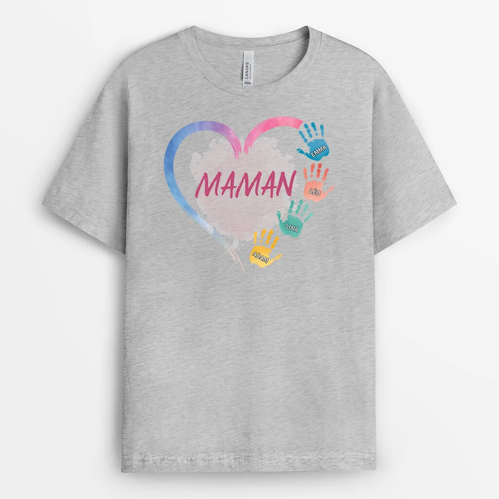 Mamie Avec Empreintes De Main Colorées - Tee Shirt Pour Mamie Personnalisé 4 Mamie Avec Empreintes De Main Colorées - Tee Shirt Pour Mamie Personnalisé – Image 2