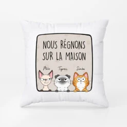 Nous Régnons Sur La Maison Version Chat - Coussin Humour Avec Chat