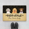Bienvenue Chez Les Chiens Version Vintage - Paillasson Chien Personnalisé