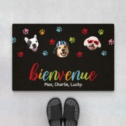 Bienvenue Version Visages De Chiens - Paillasson Personnalisable Chien
