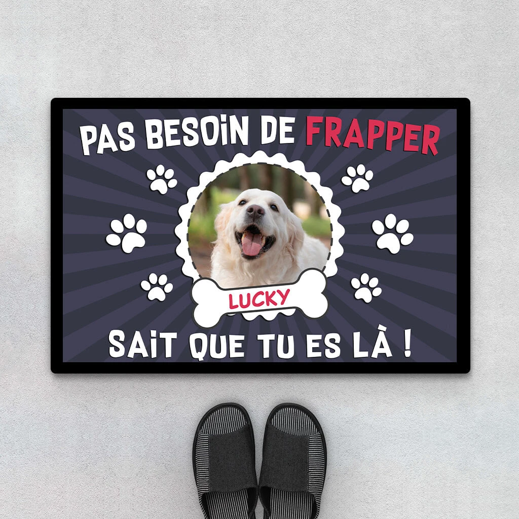 Pas Besoin De Frapper Avec Photo De Chien - Paillasson Personnalisé Chien 3 Pas Besoin De Frapper Avec Photo De Chien - Paillasson Personnalisé Chien