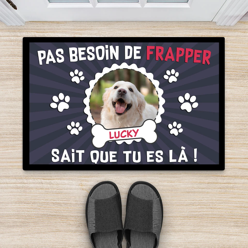 Pas Besoin De Frapper Avec Photo De Chien - Paillasson Personnalisé Chien 4 Pas Besoin De Frapper Avec Photo De Chien - Paillasson Personnalisé Chien – Image 2