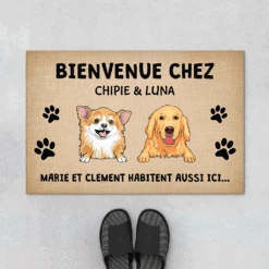 Les Chiens Habitent Aussi Ici - Paillasson Avec Chien Personnalisé
