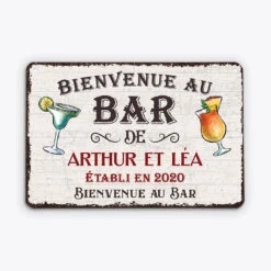 Plaque Métal Vintage Personnalisée – Bienvenue Au Bar