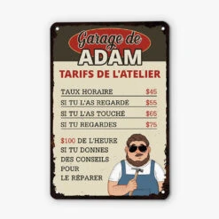 Plaque Garage Vintage Personnalisée – Garage D’Adam Et Ses Tarifs