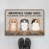 Paillasson Chat Personnalisé - Bienvenue Chez Nous - Chat Classique -Cadeau Plus 2955DFR1 les humains vivent juste ici avec nous version chats paillasson chat personnalise