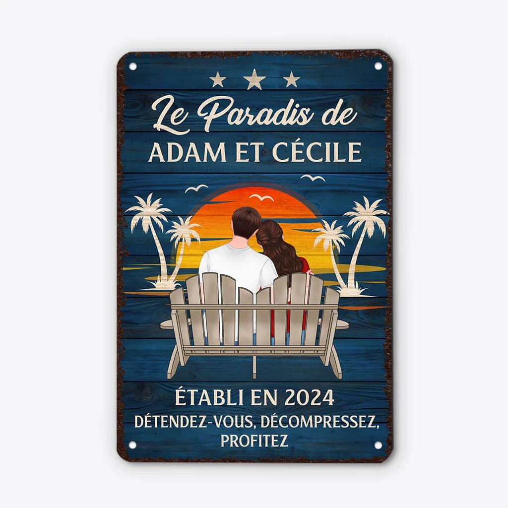 Plaque Métallique Personnalisable – Notre Paradis à Deux 4 Plaque Métallique Personnalisable – Notre Paradis à Deux – Image 2