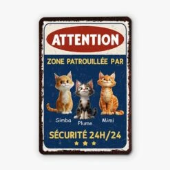 Plaque De Porte Extérieure Personnalisée 3D – Zone Patrouillée Par Des Chats