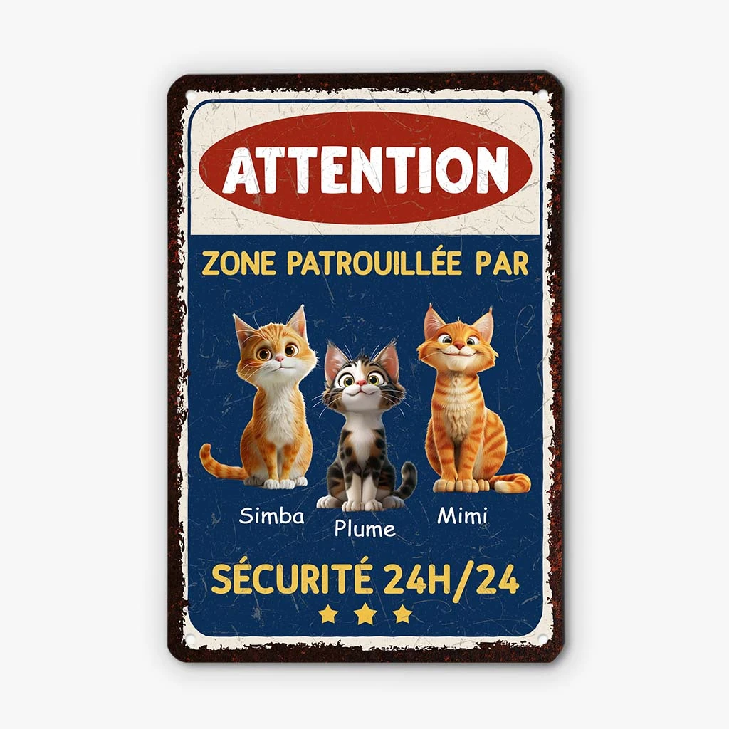 Plaque De Porte Extérieure Personnalisée 3D – Zone Patrouillée Par Des Chats 3 Plaque De Porte Extérieure Personnalisée 3D – Zone Patrouillée Par Des Chats