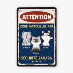 Plaque De Porte Personnalisée Chat – Zone Patrouillée -Cadeau Plus 3005EFR2 zone patrouillee par des chats plaque de porte personnalisee chat