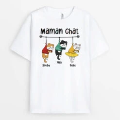 Maman De Chats Accrochés Version Noel - Tee Shirt Avec Chats Pour Femme