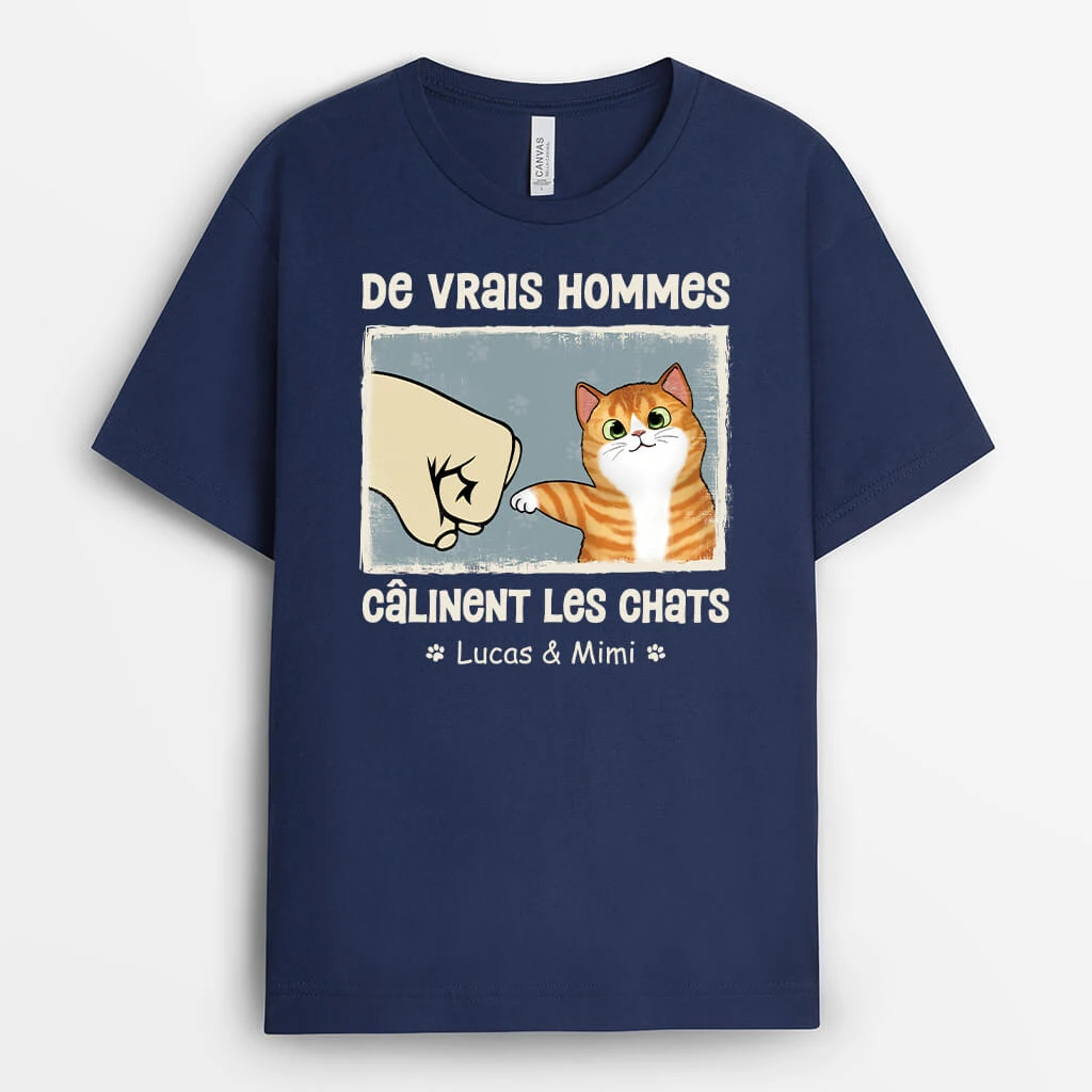 Les Vrais Hommes Câlinent Des Chats - Tee Shirt Avec Des Chats 4 Les Vrais Hommes Câlinent Des Chats - Tee Shirt Avec Des Chats – Image 2
