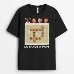 La Bande À Papy Version Mots Croisés Avec Visages - Tee Shirt Papy Personnalisable