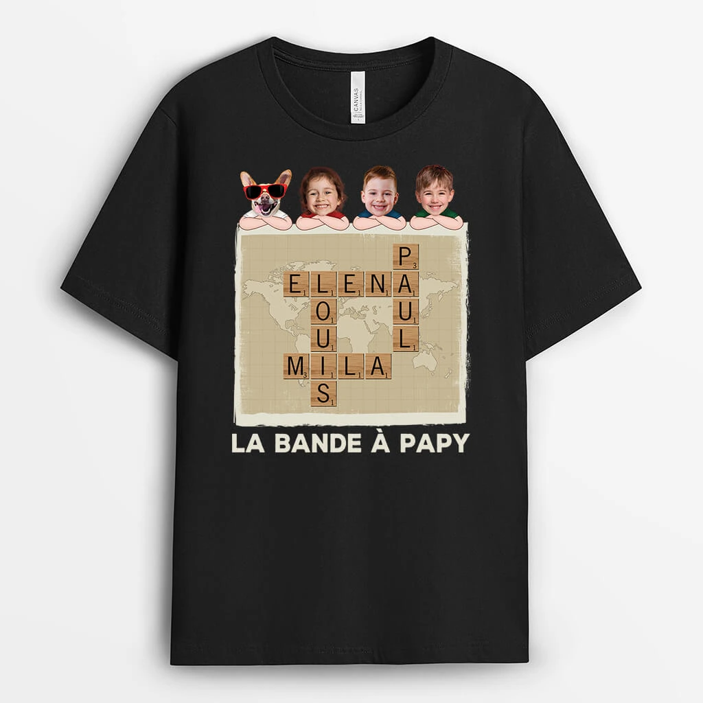 La Bande À Papy Version Mots Croisés Avec Visages - Tee Shirt Papy Personnalisable 3 La Bande À Papy Version Mots Croisés Avec Visages - Tee Shirt Papy Personnalisable