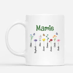 Mug Personnalisé Grand-Mère - Jardin De Mamie Fleurs Et Papillons