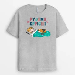 Pyjama Officiel Version Chiens Dormant Avec Textes Colorés - Tee Shirt Avec Des Chiens