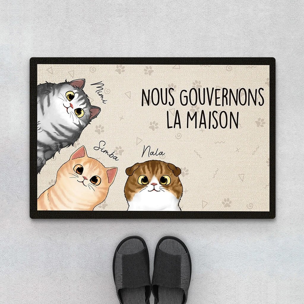 Paillasson Personnalisé Chat - Nous Gouvernons La Maison - Chat Classique 3 Paillasson Personnalisé Chat - Nous Gouvernons La Maison - Chat Classique