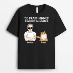 Les Vrais Hommes Câlinent Des Chats Version Se Cogner De Poing - Tee Shirt Avec Des Chats