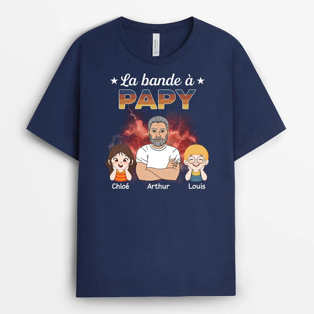 La Bande À Papy Ses Petits-Enfants Avec Tonnerre - Tee Shirt Papy Personnalisé 3 La Bande À Papy Ses Petits-Enfants Avec Tonnerre - Tee Shirt Papy Personnalisé