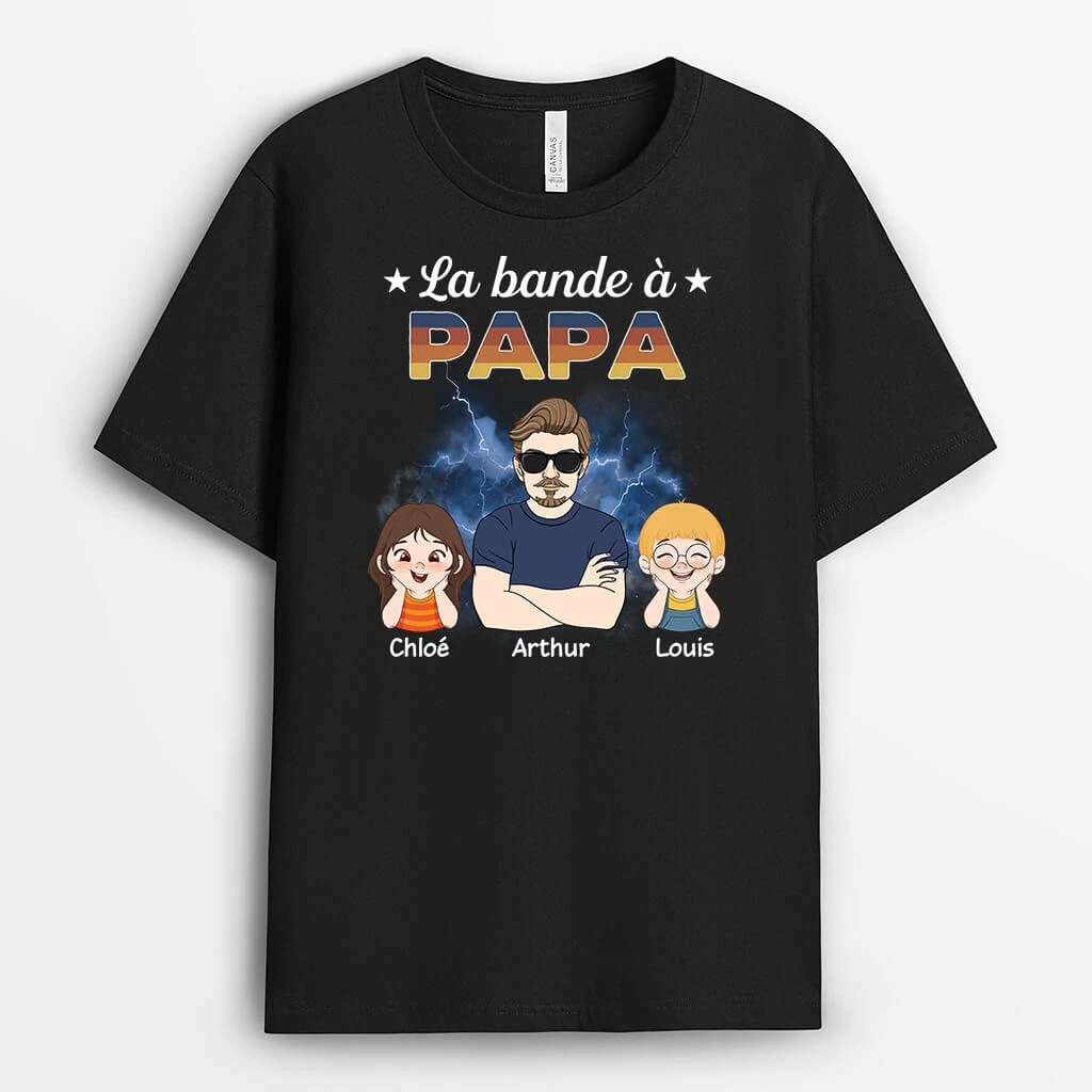 La Bande À Papy Ses Petits-Enfants Avec Tonnerre - Tee Shirt Papy Personnalisé 4 La Bande À Papy Ses Petits-Enfants Avec Tonnerre - Tee Shirt Papy Personnalisé – Image 2