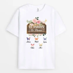 Le Jardin De Mamie Avec Papillon Esthétique - Tee Shirt Personnalisable Pour Mamie